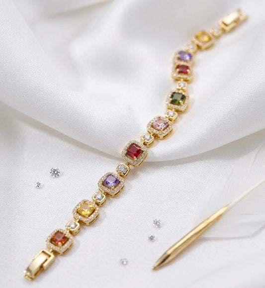 Prism Square-Halo Tennis Bracelet