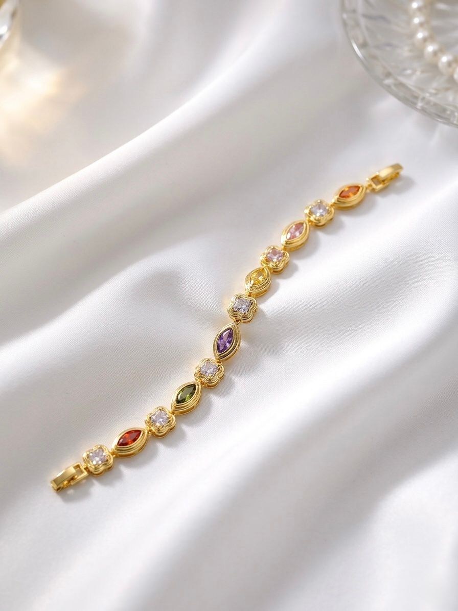Mosaic Charm Multi-Gem Tennis Bracelet