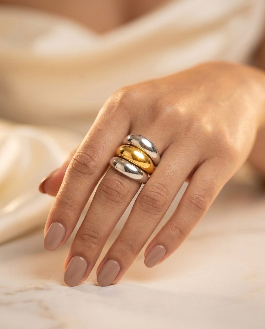 Tri-Tone Dome Stack Ring
