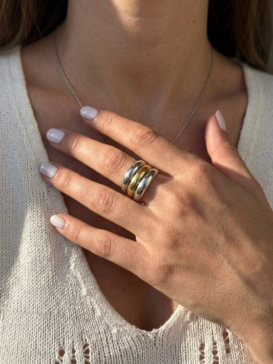 Tri-Tone Dome Stack Ring