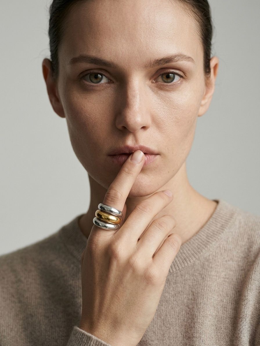 Tri-Tone Dome Stack Ring