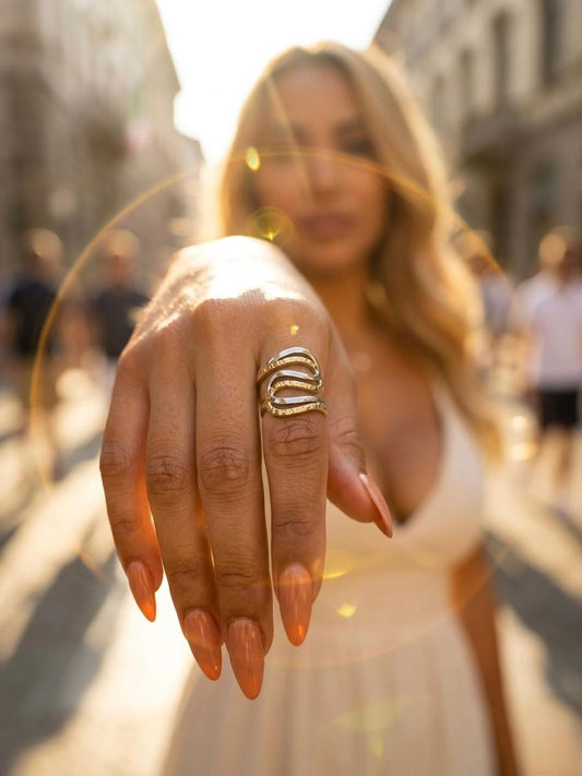 Waveform Two-Tone Statement Ring