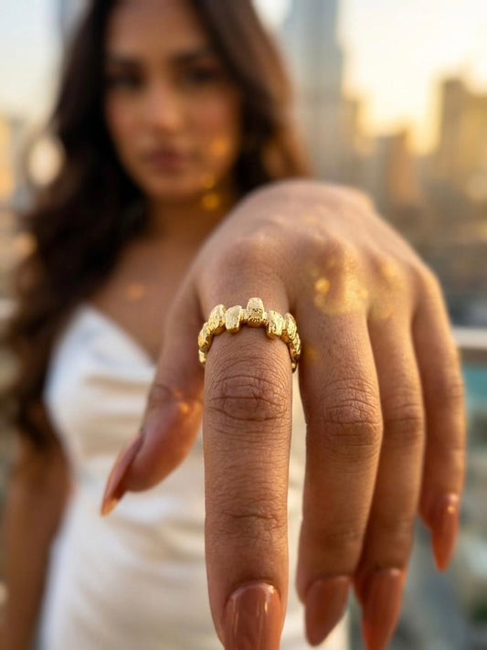 Artisan Sculpted Gold Band – Minimalist Stackable Ring