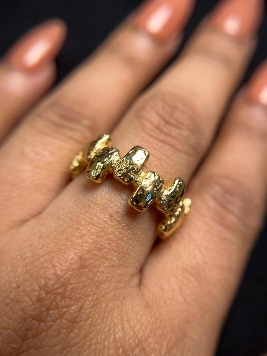 Artisan Sculpted Gold Band – Minimalist Stackable Ring