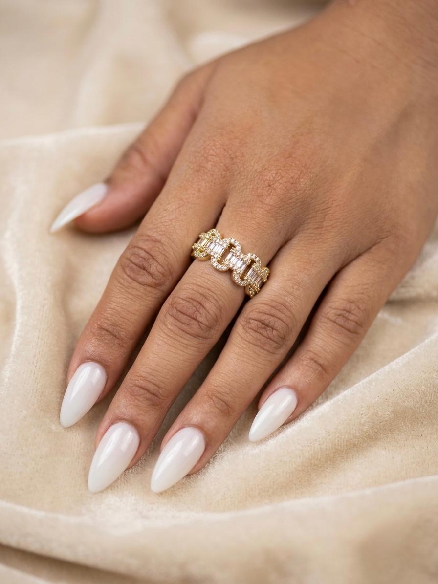 Baguette Link Statement Ring | 18K Gold-Plated Stainless Steel