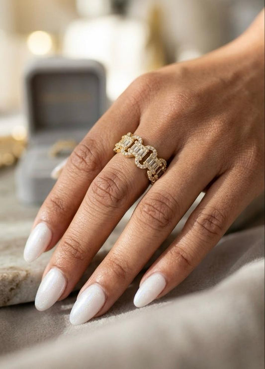 Baguette Link Statement Ring | 18K Gold-Plated Stainless Steel