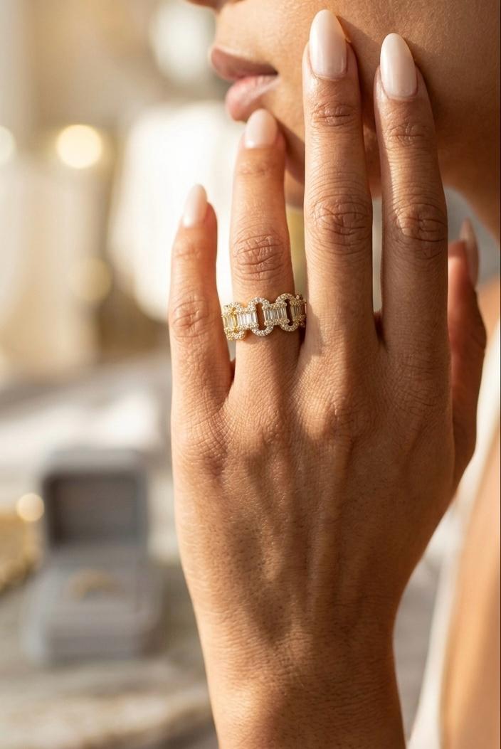 Baguette Link Statement Ring | 18K Gold-Plated Stainless Steel