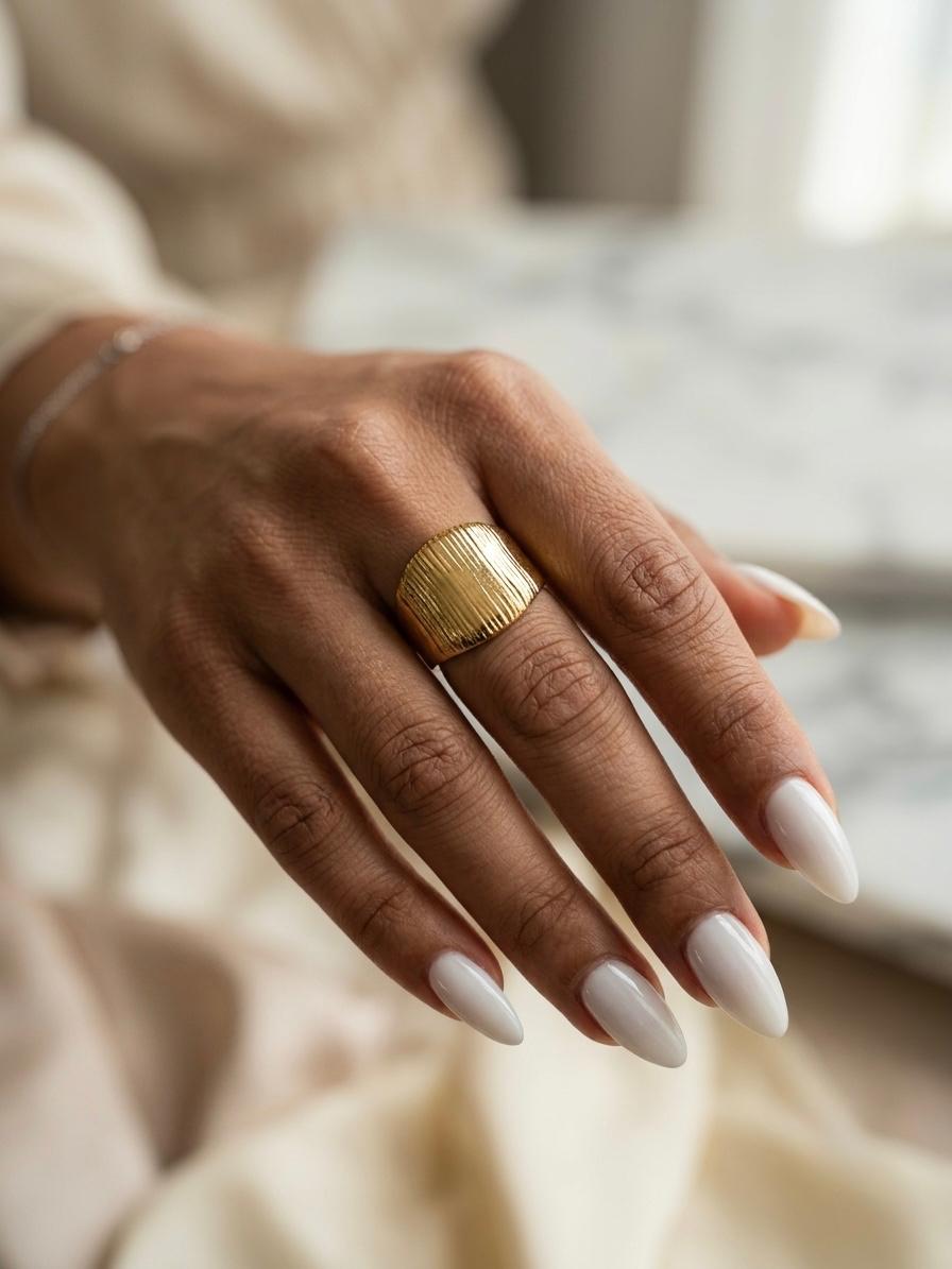 The Stria Band | Textured 18K Gold-Plated Stainless Steel Statement Ring