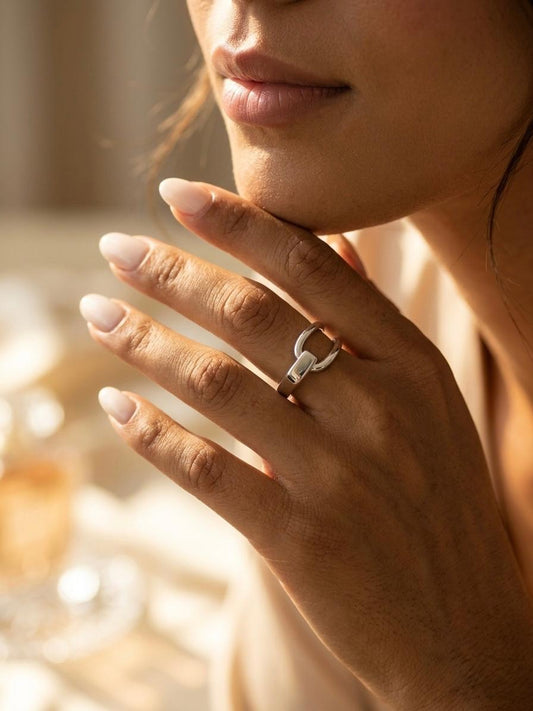 The Minimalist Link Band | Sleek Polished Sterling-Tone Statement Ring