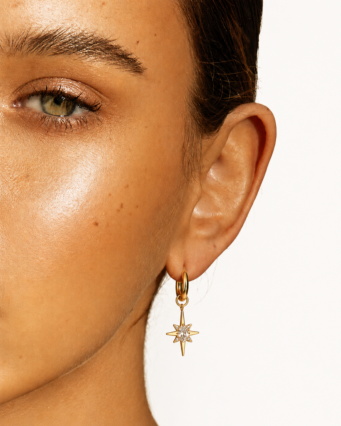 Star Drop Hoop Earrings | 18K Gold-Plated Celestial Jewelry